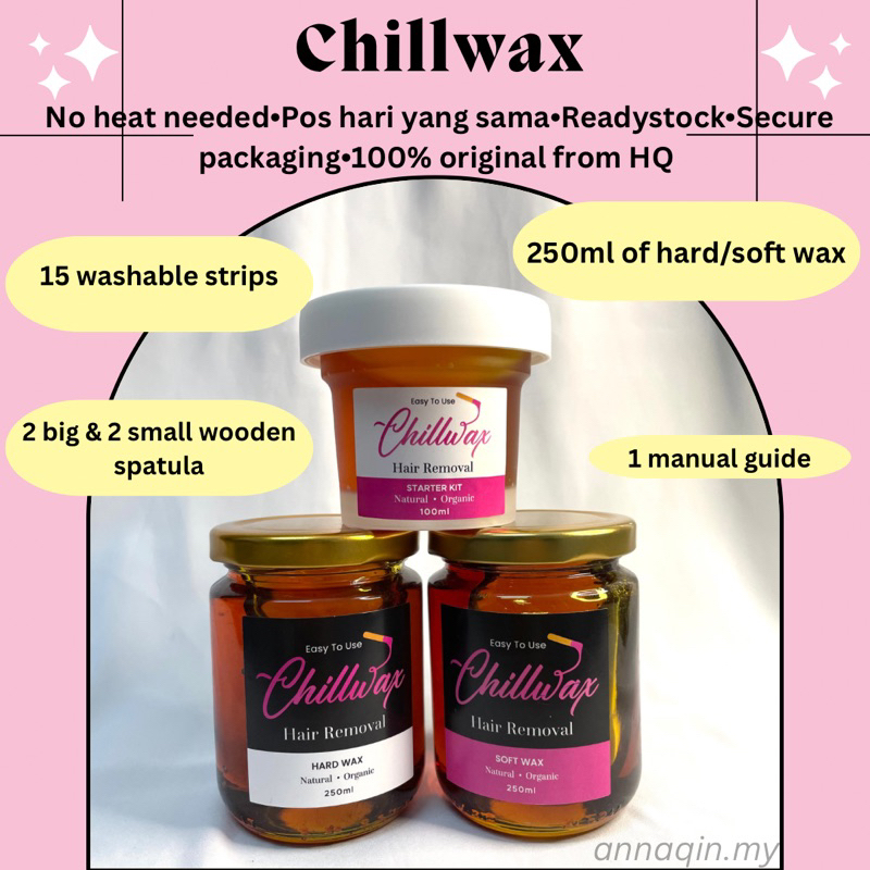 Chillwax hair removal wax buang bulu 250ml sugar wax 100 organic
