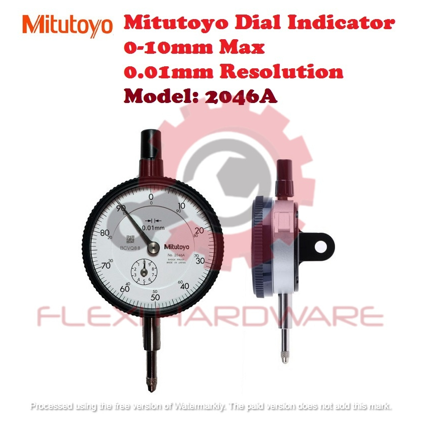 Mitutoyo 2046A Dial Indicator, 10mm Max, 0.01mm Resolution, 1.4N Max