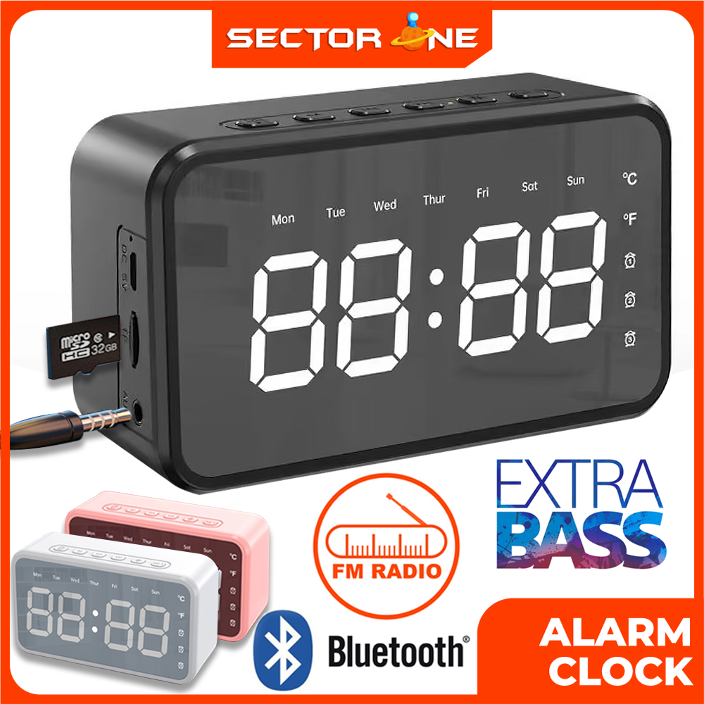 Portable Speaker with Alarm Clock Loud Sound Digital Alarm Bluetooth