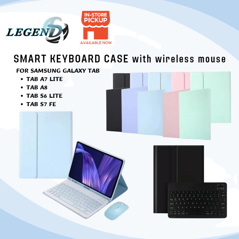 Smart Keyboard Case with Wireless Mouse Compatible for Samsung Tab A7