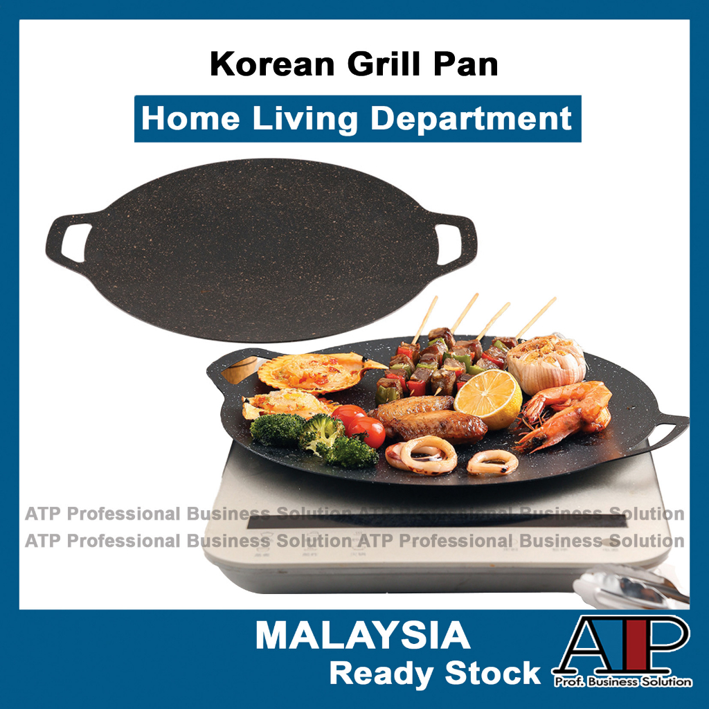 Outdoor🏕️ Non Stick Korean Grill Pan Kuali Batu Camping Grill Pan Korea