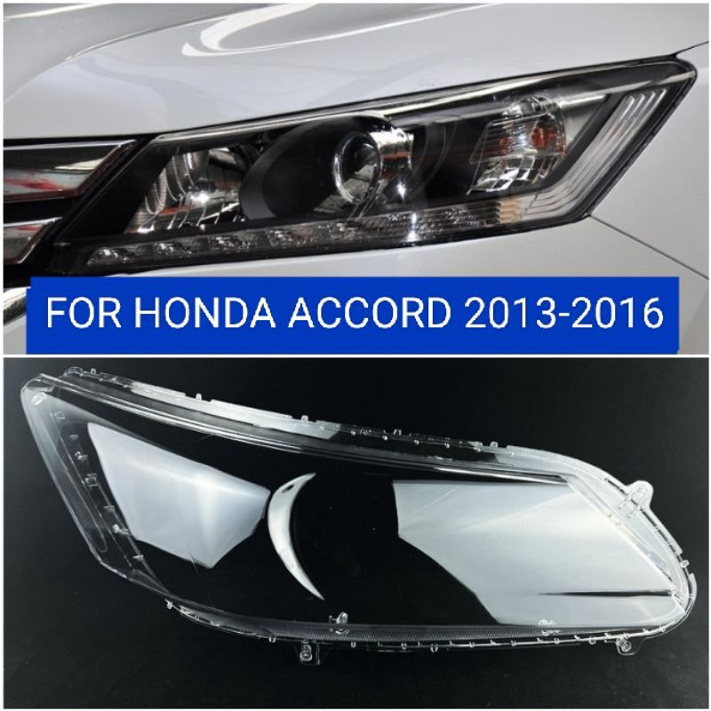 Pair Clear Headlight Lens Covers For 2013-2016 Honda Accord – Direct Replacement PC Plastic
