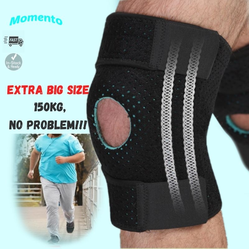 🇲🇾 EXTRA EXTRA BIG Adjustable 4 Springs Anti Slip Silicone Stripe Knee  Guard Brace Support Pelindung Lutut Elastic 护膝盖套