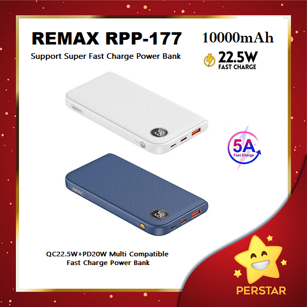 REMAX RPP-177 10000mAh Super Thin QC22.5W+PD20W Support Two Way Super ...