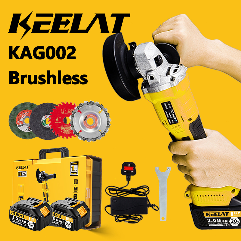 KEELAT Cordless Grinder Angle Grinder Battery Brushless DualUse