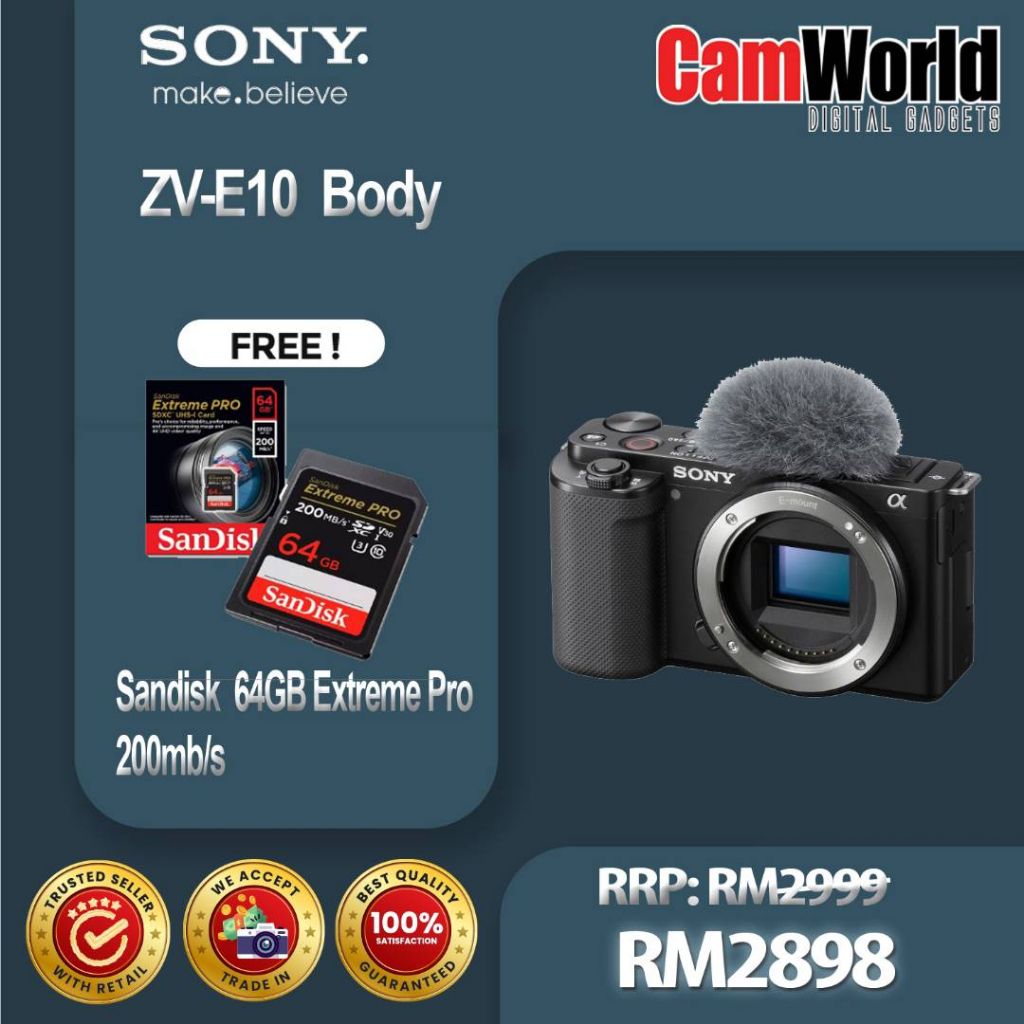 Sony ZVE10 / ZVE10 (Body Only) With Memory Card ( SONY MALAYSIA