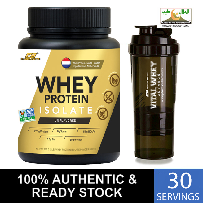 Pharmanutri Whey Protein Isolate 100 Unflavoured 907g (2lbs), 30 Ser