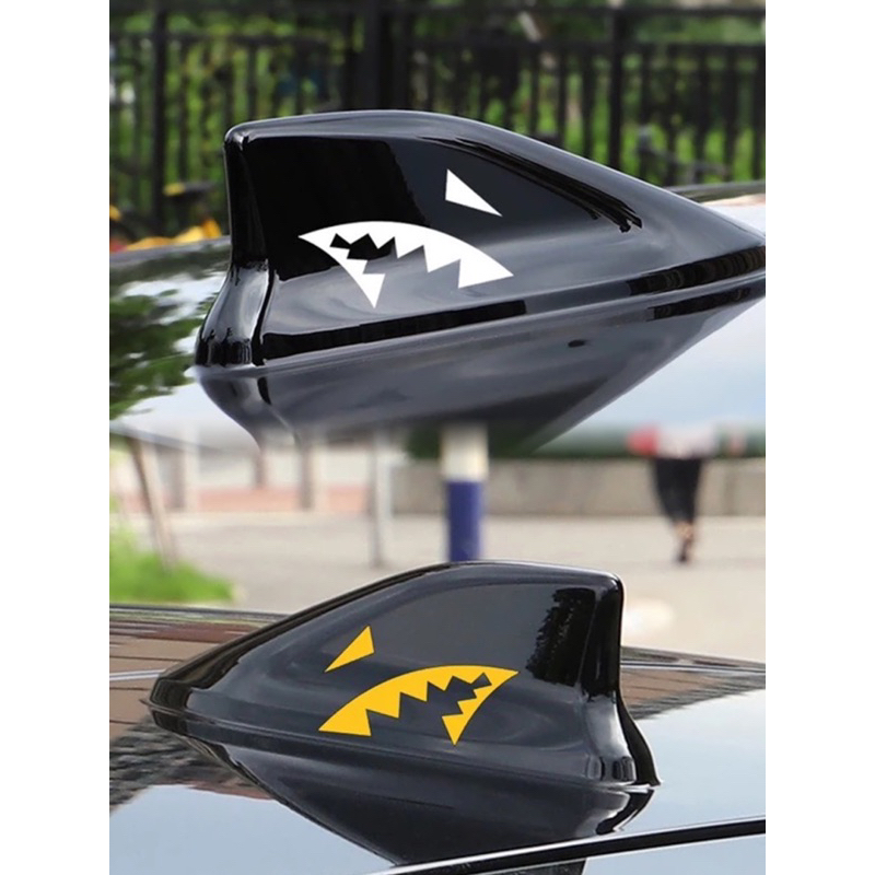 2pcs set car sticker shark fin antenna sticker shark face design decal ...