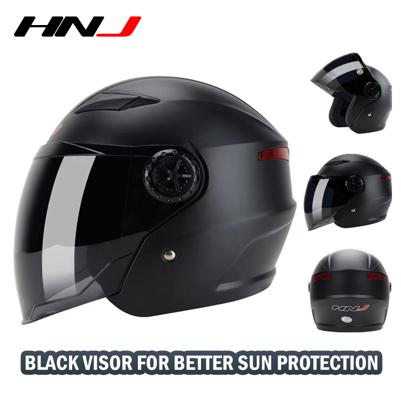 HNJ Motorcycle Helmet Motor Murah Half Cut Open Face(Suit 56-62CM ...