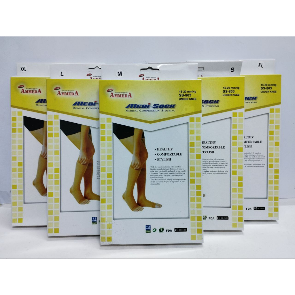 AmmedA MediSock Medical Compression Stocking (Under Knee) S / M / L / XL / XXL (1 pair