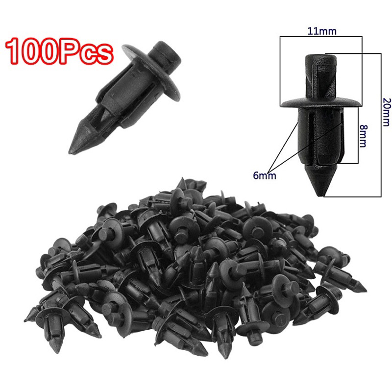 100Pcs 6mm Car Fastener Clip Bumper Motorcycle Clip Fender Rivet Y15 ...
