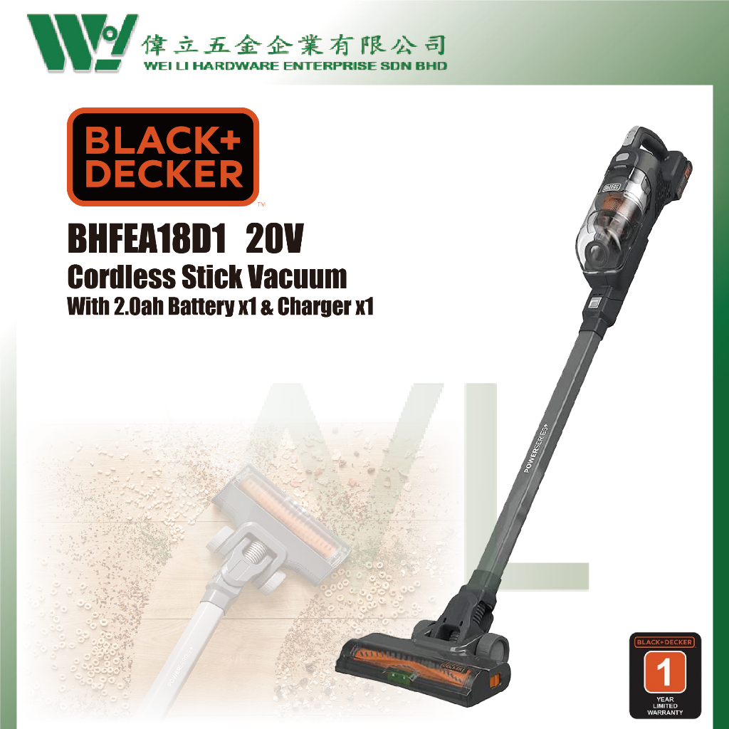 Black and Decker BHFEA18D1 18v Cordless Powerseries Stick Vacuum