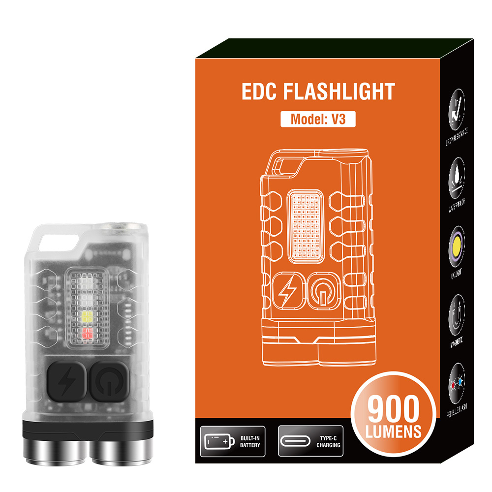 LED FLASHLIGHT V3 EDC Flashlight 900 Lumens High Power Flashlight IP65 ...