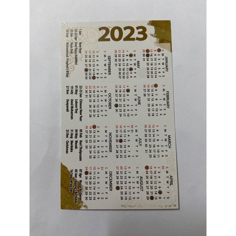 Mini Kalendar Saiz Dompet / IC | Shopee Malaysia