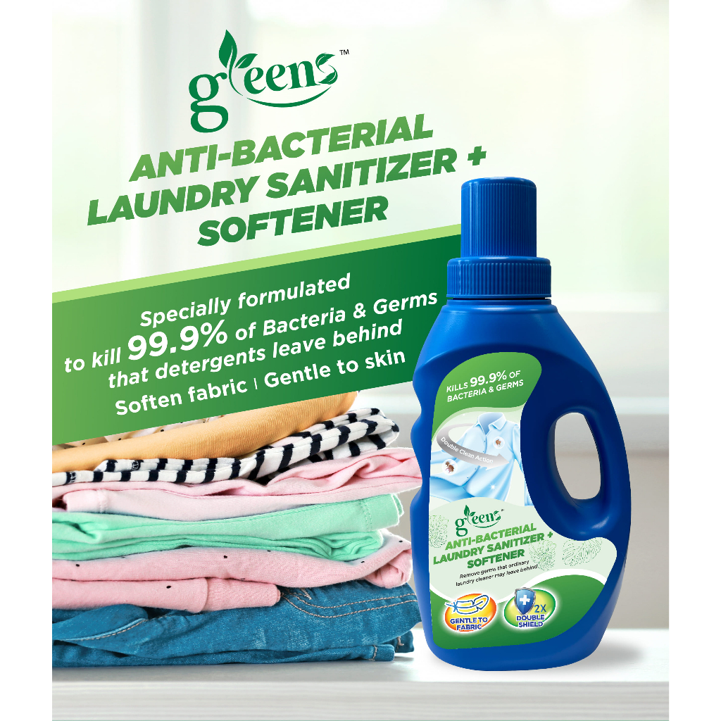 GREENS 2 in 1 AntiBacterial Laundry Sanitizer and Softener Kills 99.9