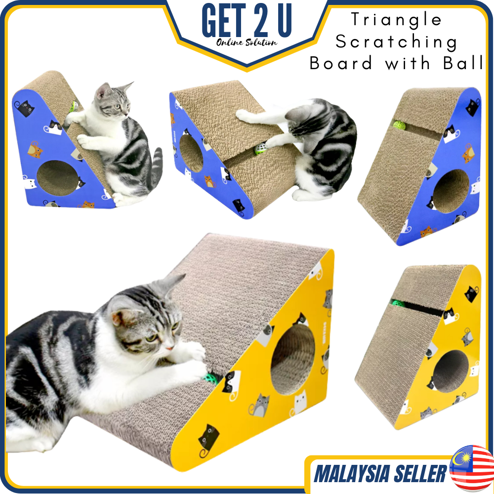 Cat Scratching Board Triangle Scratcher Bed with Ball Tunnel Cat Toy