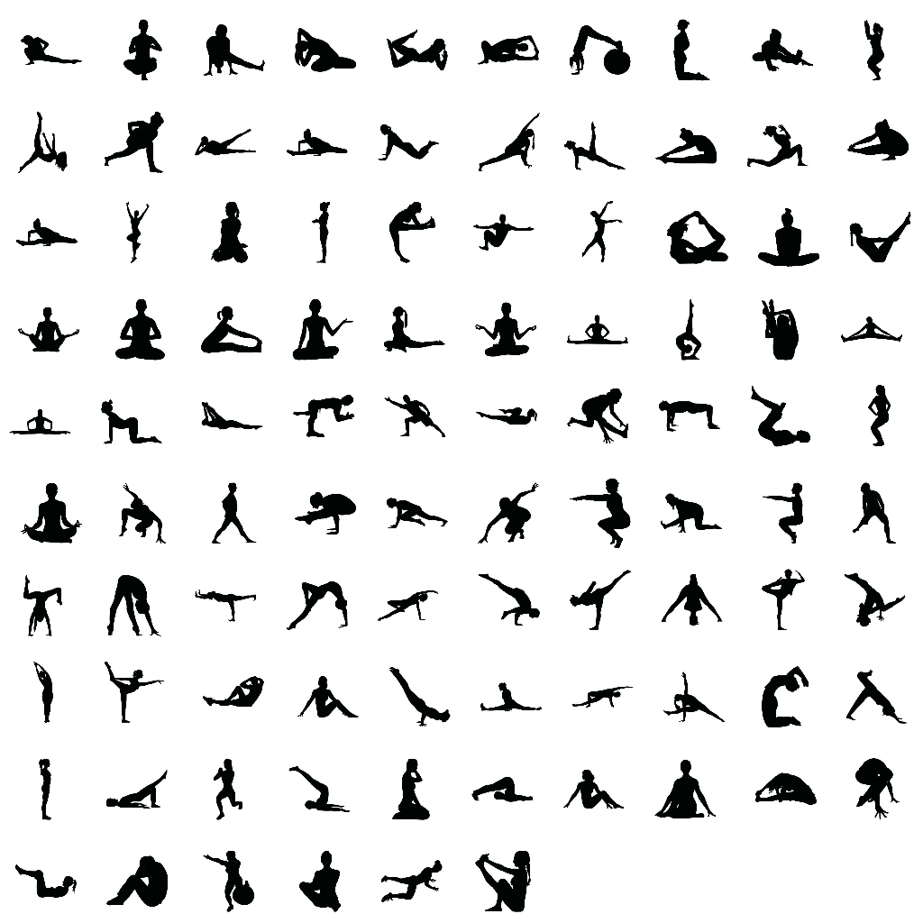 TF038 Yoga silhouette 185pcs bundle pack, yoga poses svg, yoga svg