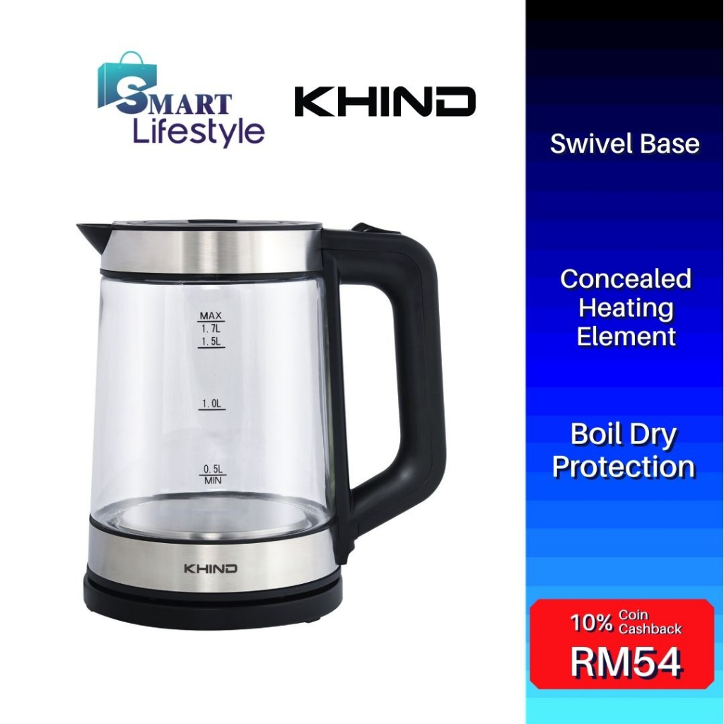 Khind Electric Glass Kettle (1.7L) EK171G Shopee Malaysia