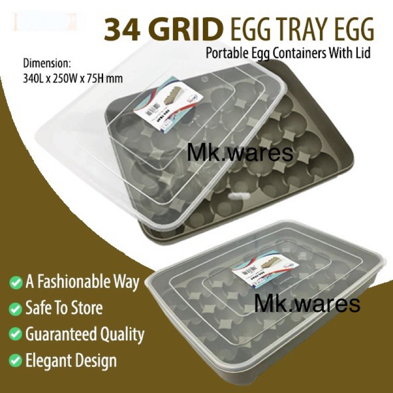 Acme 1137tray Telur Bertutupbekas Teluregg Tray 34 Hole Organizer