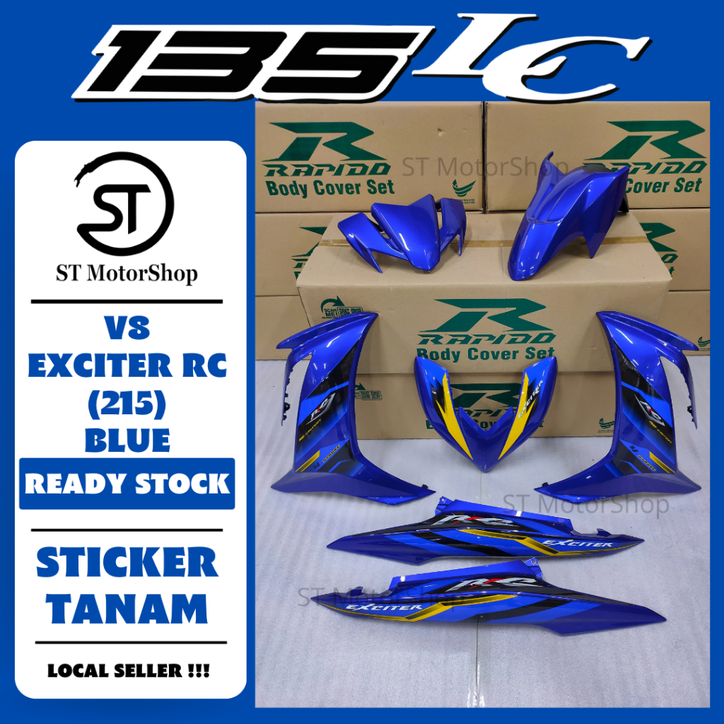 Yamaha Lc Lc V Exciter Rc Blue Cover Set Sticker Tanam Rapido New Accessory