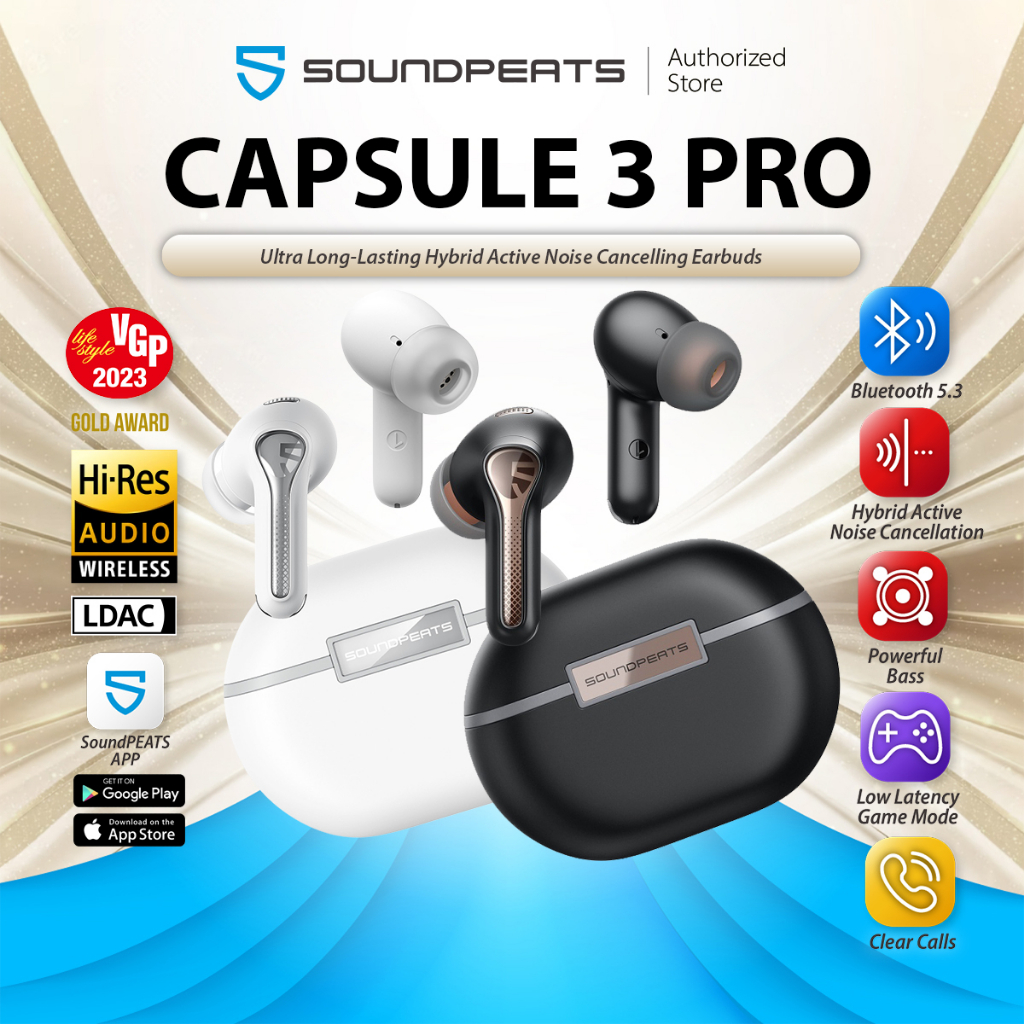SoundPEATS SoundPeats Capsule 3 Pro Hybrid ANC True Wireless Earbuds -  Clear