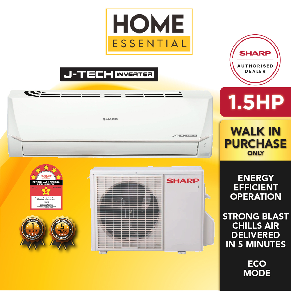 Sharp 1.5HP R32 J-Tech Inverter Technology Air Conditioner AHX12VED2 ...