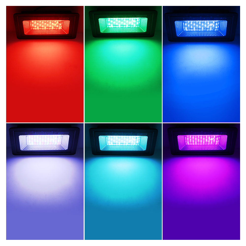 RGB LED Flood Light AC 220V 50W 100W Outdoor RGB Floodlight Spotlight ...