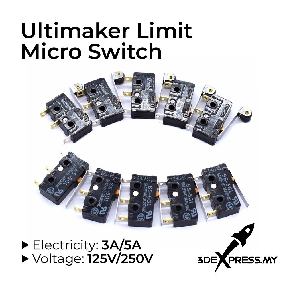 [READY STOCK] 3D Printer Limit Micro Switch SS-5GL/SS-5GL-2 5A 125V 1.47N Mouse Button Fretting Part Copper Accessories