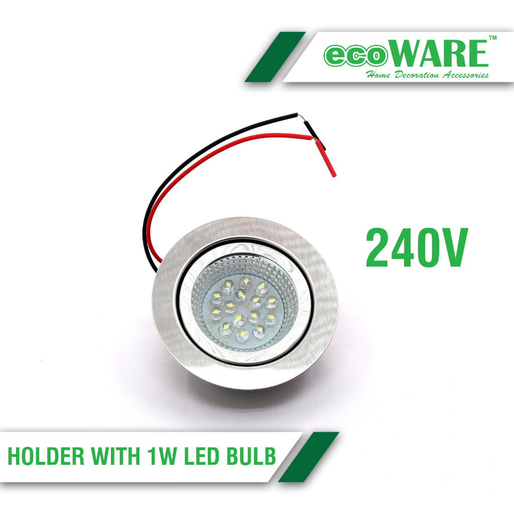 ecoWARE Holder With 1 Watt LED Bulb Wardrobe Closet Lighting 240V Warm White Bulb