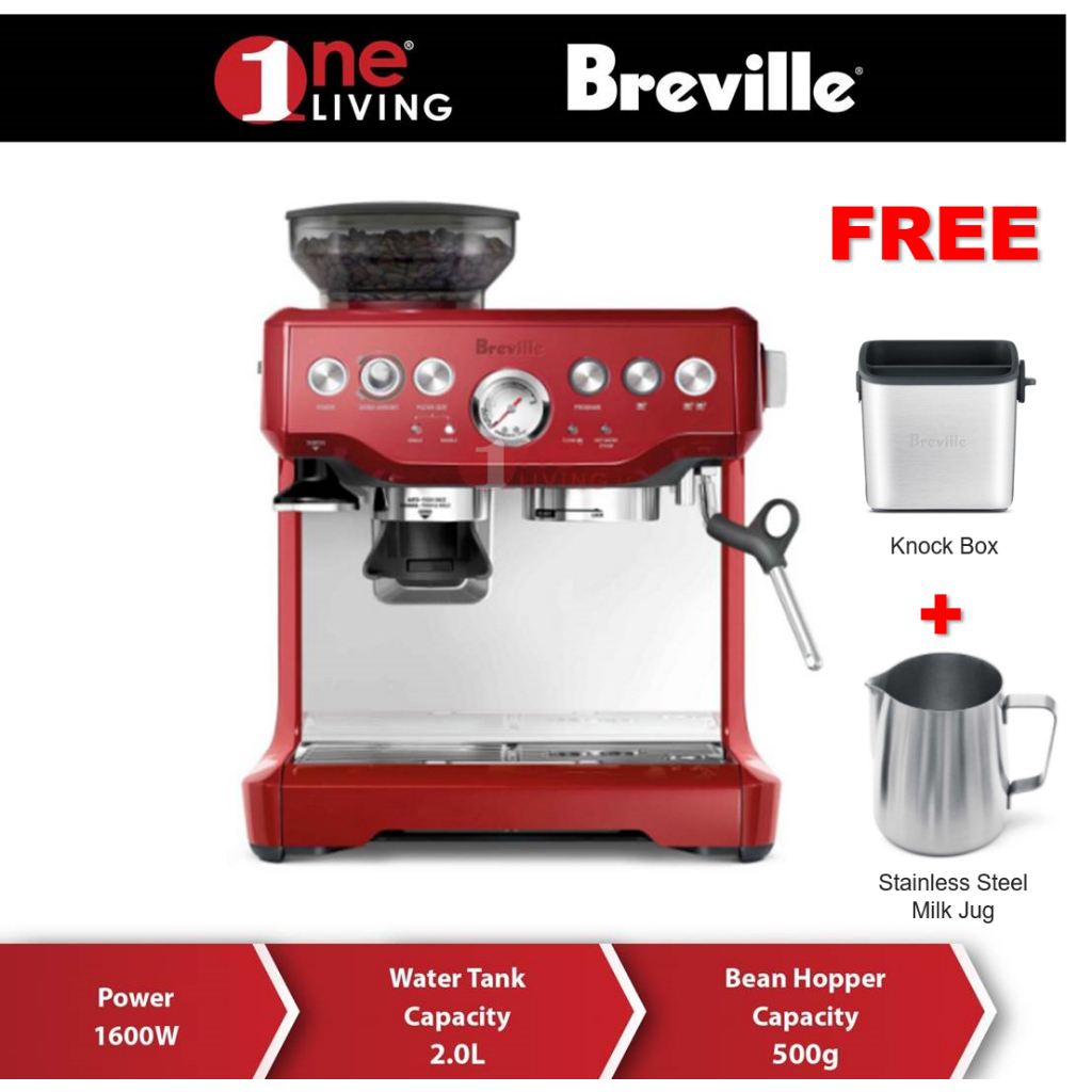 Breville the Barista Express Espresso Machine Cranberry [Free Knock Box