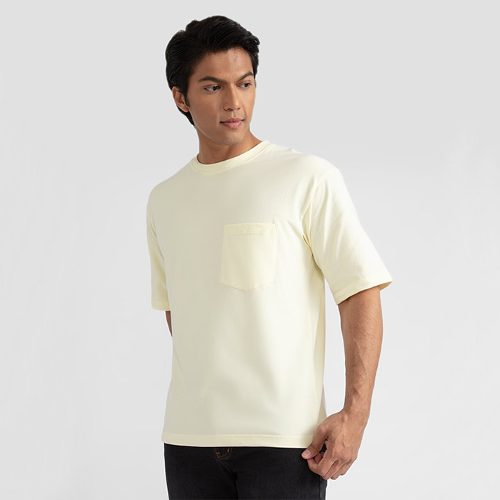 Oxwhite Men 100 Cotton Pocket Oversized Tee Shopee Malaysia