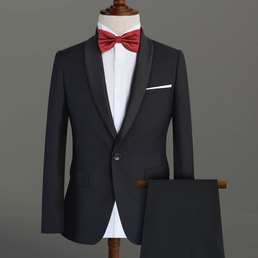 Mens Black Gold Paisley Tuxedo Suit – 2 Button Slim Fit Shawl Lapel Prom Wedding Dinner Jacket Set main image 1