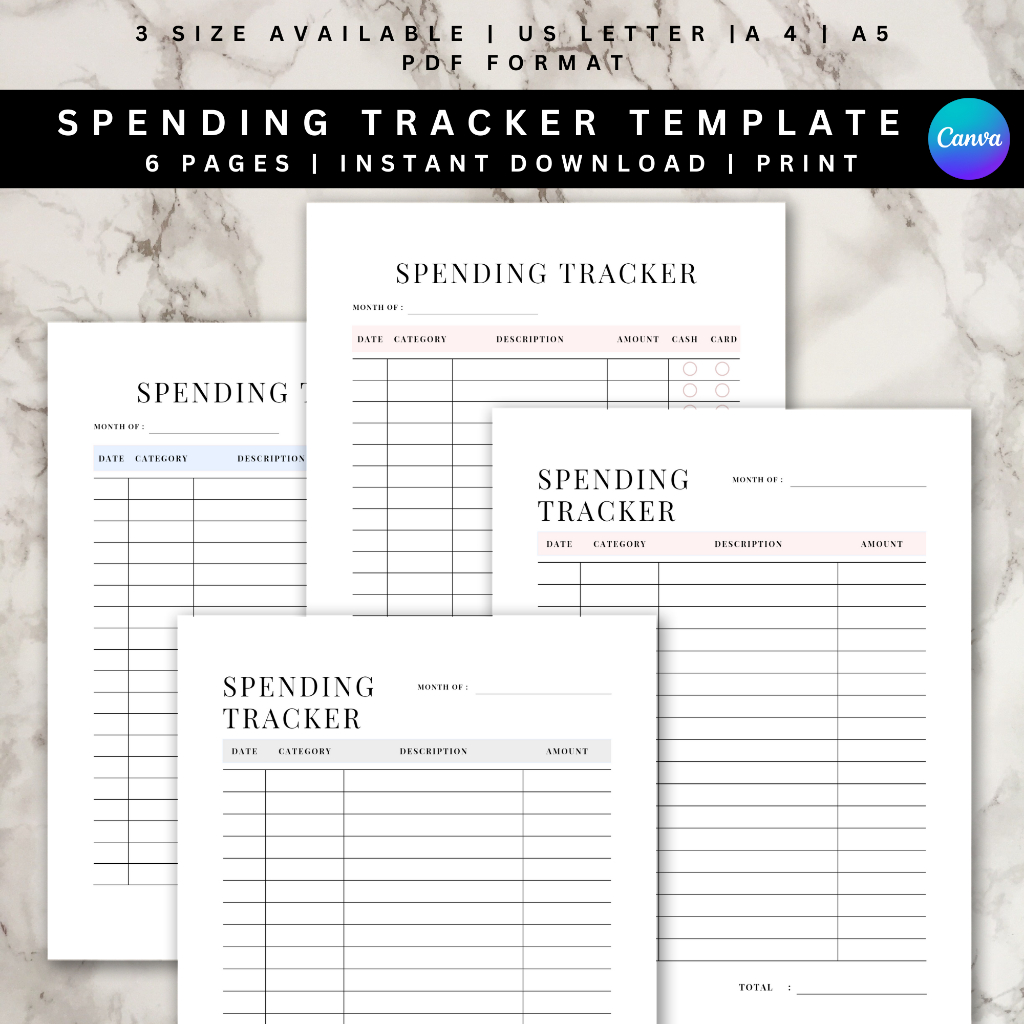 Spending Tracker | Monthly Expense Planner | Budget Chart Pdf ...