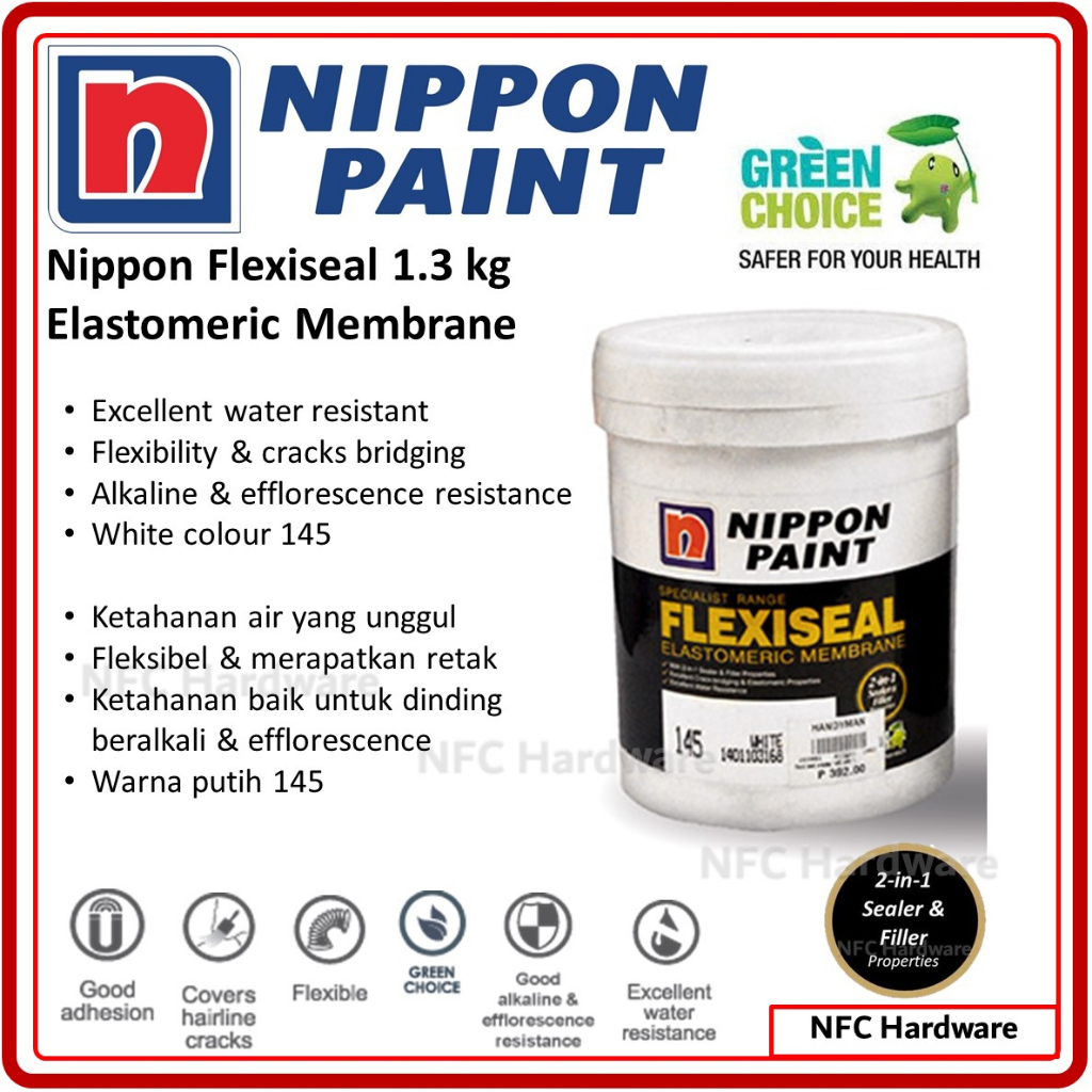 NIPPON FlexiSeal Elastomeric Membrane 1.3 KG White (2in1 Sealer & Filler) Shopee Malaysia