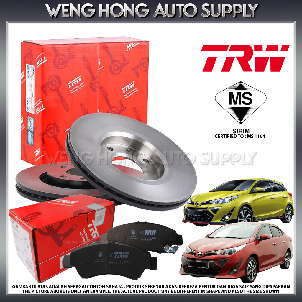 Toyota Vios NCP151 , Yaris NSP151 E G Front / Rear Trw Brake Disc Rotor ...