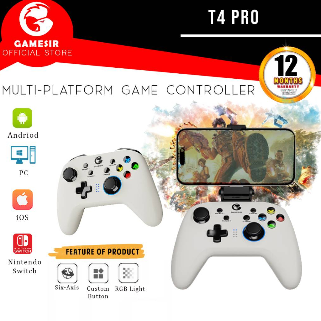 GameSir T4 Pro White Color Bluetooth Wireless Gaming Controller Gamepad ...