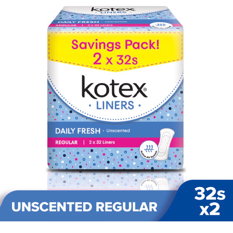 Kotex Fresh Liners Regular Unscented 2 packs x 32pcs Shopee Malaysia