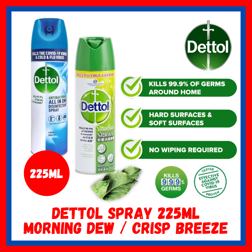 [Ready Stock EXP 12/2023] Dettol Disinfectant Spray Morning Dew 225ml Crisp Breeze 225ml