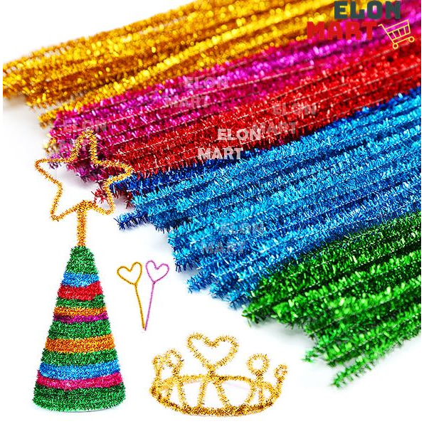 DIY Craft Glitter Chenille Stems Soft Strip Rod Braiding Wire Colorful ...