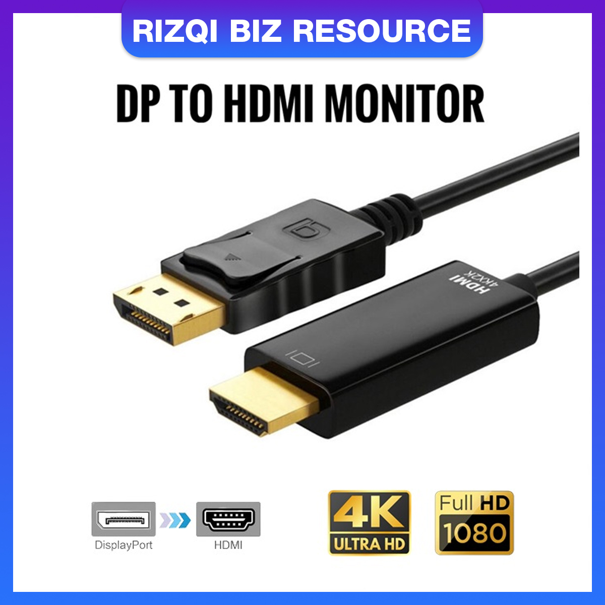 DisplayPort DP to HDMI 4K/1080P monitor Cable Converter Adapter 1.8