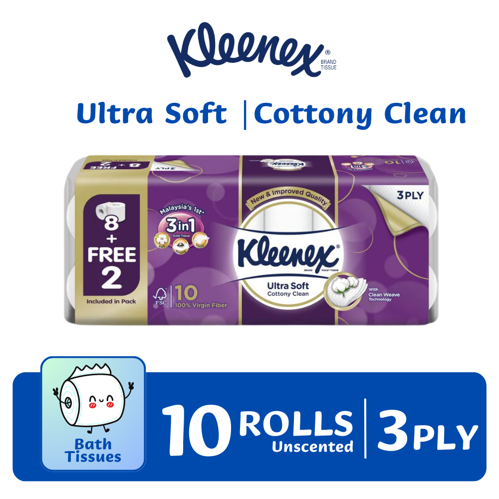 [Ready Stock] Kleenex Ultra-Soft Toilet Paper 10 Rolls Bath Toilet ...