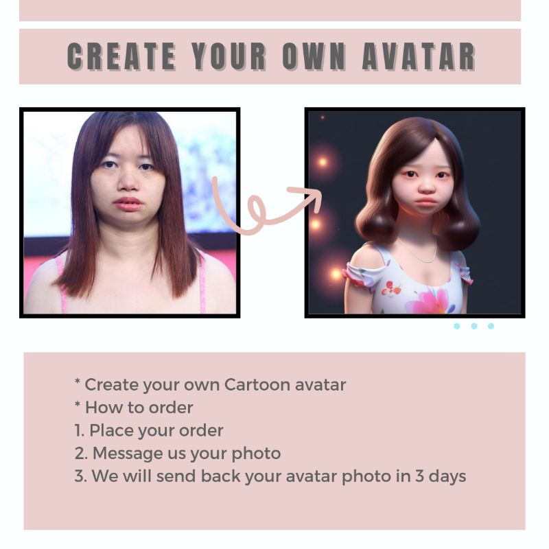 Create/Customize Your Own Avatar/Cartoon定制AI头像 | Shopee Malaysia