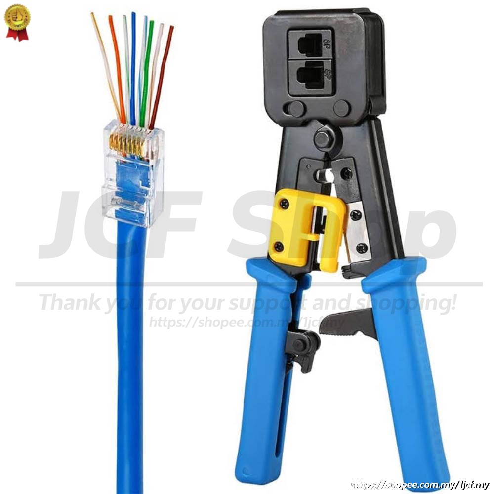 RJ45 Crimp Tool Pass-Through Cutter for Cat6a, Cat6, Cat5, Cat5e, 8P8C ...