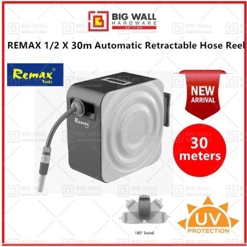 REMAX 30m Automatic Retractable Garden Hose Reel /Auto Rewind Wall ...