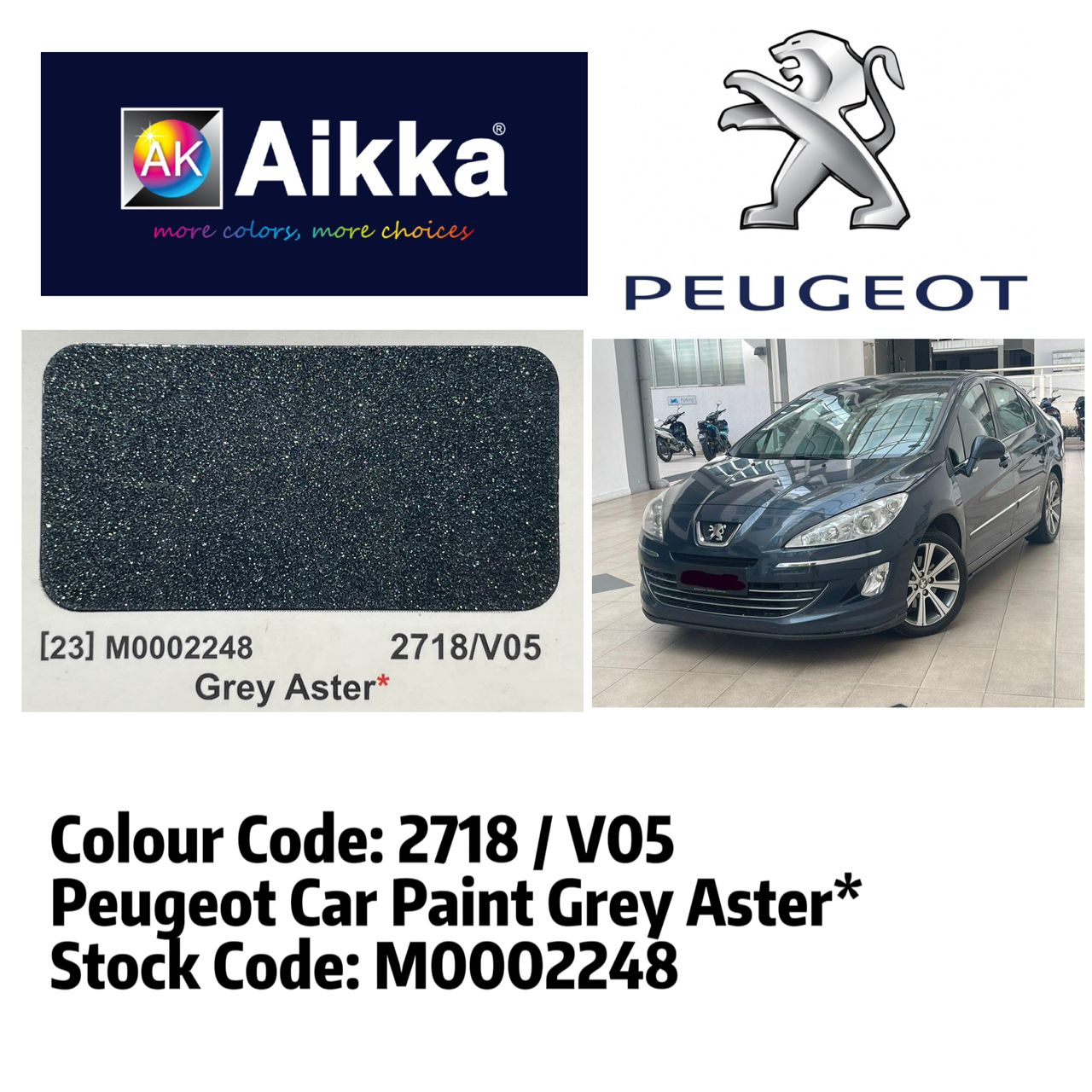 AIKKA AUTOMOTIVE PAINT / PEUGEOT 2718 , V05 PEARL / GREY ASTER / TOUCH ...