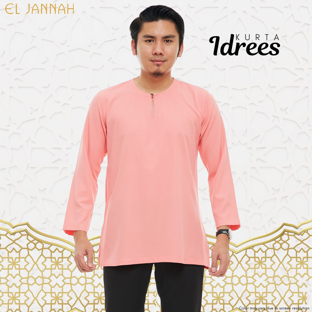Kurta Idrees Men Salmon Pink Pastel Kurta Lelaki Dewasa Plus Size Teluk ...