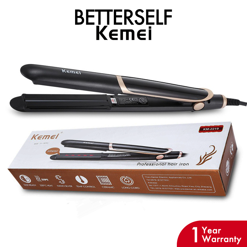 Kemei Infrared LCD Hair Straightener Flat Iron Hair Curler KM2219