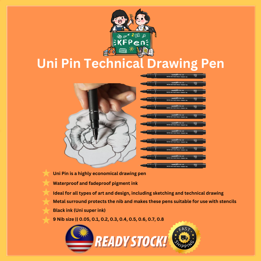 UNI Pin Technical Drawing System Pen / Pen Melukis / Drawing Pen ...