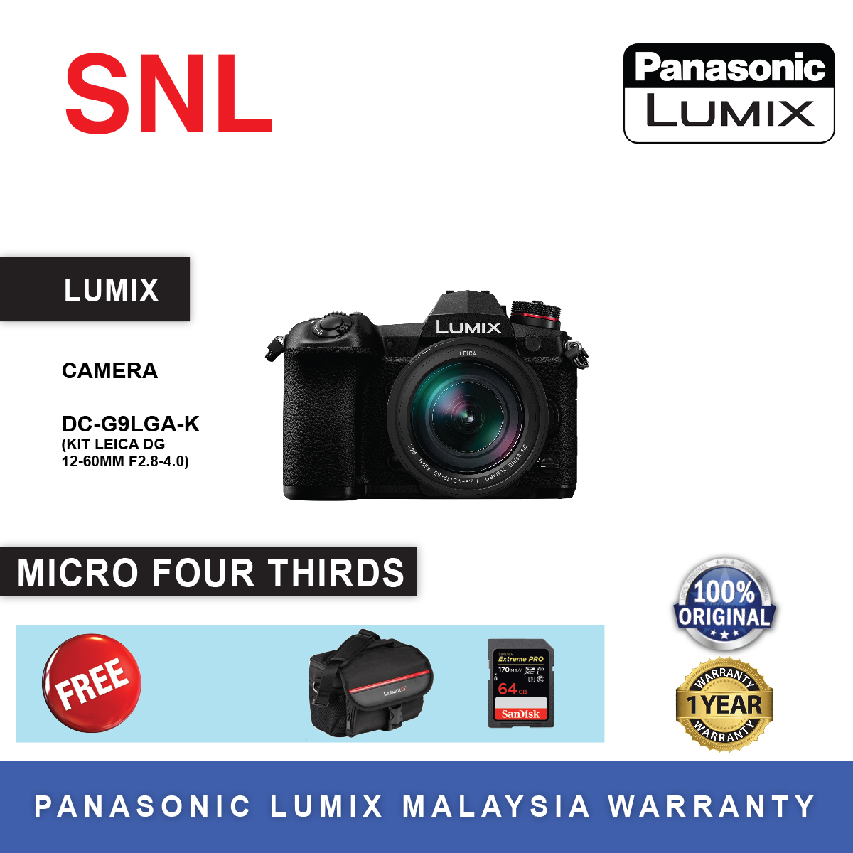 Panasonic Lumix G9 Mirrorless Camera with 1260mm f/2.84 Lens DCG9LGA