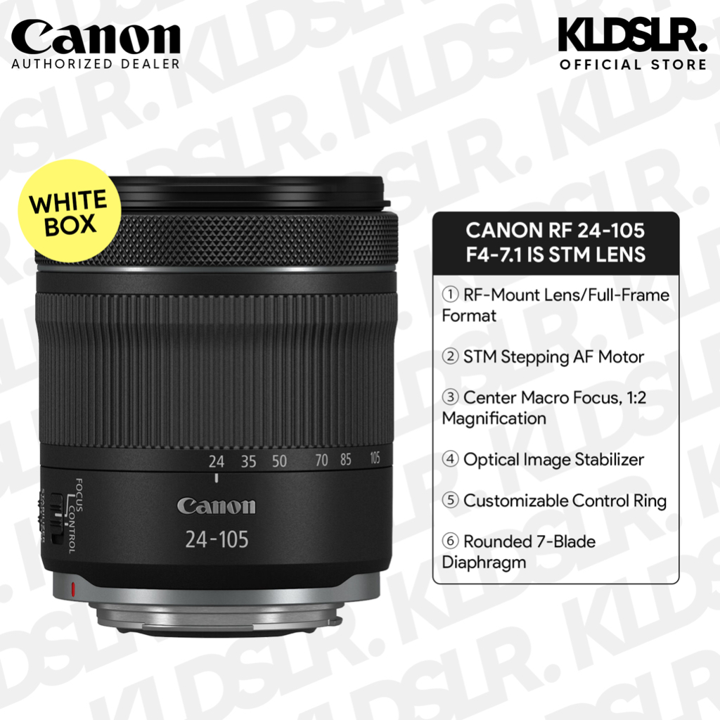 Objectif Canon RF 24-105mm F/4-7.1 IS STM - Zoom Polyvalent, Stabilisateur 5 Stops, Macro 0.5x, Compact